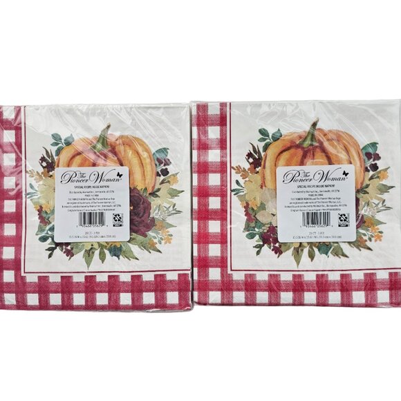 Pioneer Woman Paper Disposable Napkin 40 Count 3 Ply Floral Pumpkin Thanksgiving - Picture 2 of 9